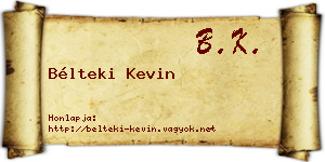 Bélteki Kevin névjegykártya