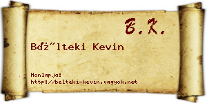 Bélteki Kevin névjegykártya